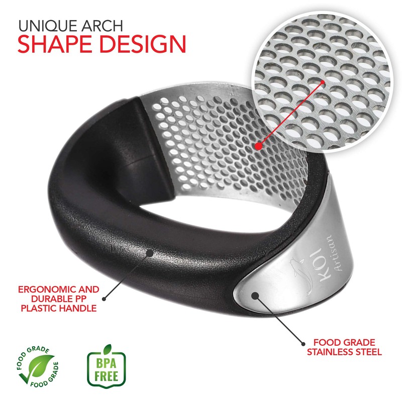 KOI ARTIASN Garlic Press Stainless Steel - Garlic Crusher Rocker