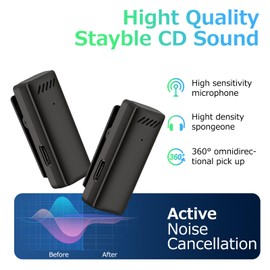 Sunallwell Wireless Lavalier Microphone, Wireless Microphones Mini Clip On Microphone, Tiny Portable Microphone, Phone Microphone for Video Recording, Interview, YouTube, Vlogs, TikTok