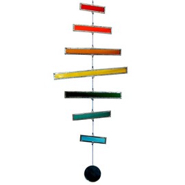 HAB & GUT -HA011- Windspiel BUNT, Glasstreifen, 43 cm, Mobile für Dekoration Terrasse und Balkon