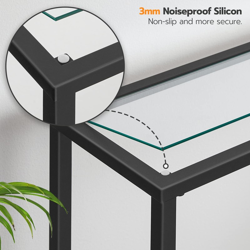 HOOBRO 29.5" Narrow Console Table, Tempered Glass Entryway Table, Modern