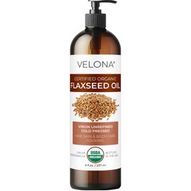 velona USDA Certified Organic Flaxseed Oil - 8 Fl Oz | 100% Pure and Natural Carrier Oil | Unrefined, Cold Pressed |Body, Face & Skin Care | Use Today - Enjoy Results…