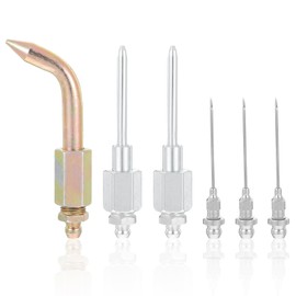 JIEYAO 6Pcs Grease Needle Nozzle Kit, Needle Nose Grease Dispenser, Bearing Grease Injector Needle Grease Tip Fitting Tool Coupler Grease Needle Accessory Set for Narrow Space & Deep Metal