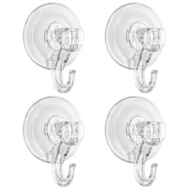 GegXcn Suction Hooks, 4 Packs Powerful Push and Lock Vacuum Suction Cup Hooks, Max Holding 3KG, Multi-Purpose Hanger Heavy Duty, for Bathroom,Kitchen Hanging Towels, Wreaths, Bags & Coats