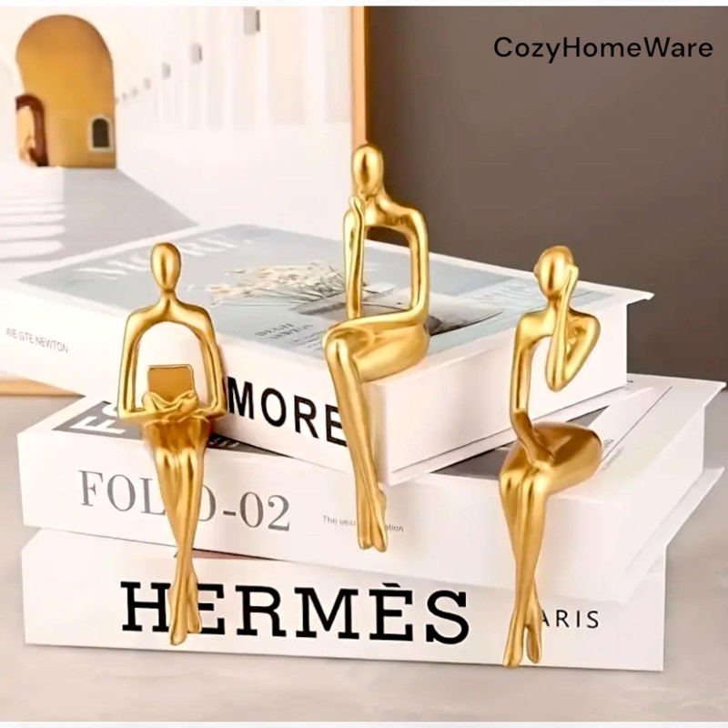 3-Pcs Thinker Statues Resin Sculptures, Modern Abstract Home Decor Ornaments,