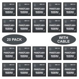 PixelFlash Memory Square SD and MicroSD Card Reader (USB/Mini USB) SD Micro SD SDXC SDHC MMC Micro SDXC, Micro SDHC Mac Windows Linux Chrome (Pack of 20)