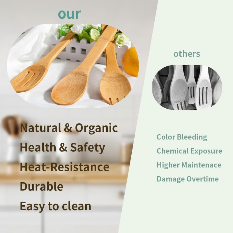 6PCS Wooden Kitchen Utensils for Non-Stick Cookware Tool Set Complete