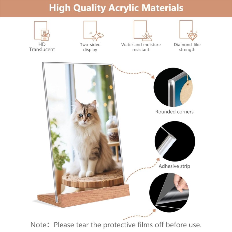 Folgtek 4-pack Clear Acrylic Sign Holder, Multipurpose T-Shape Table Stands