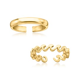 Ross-Simons 18kt Gold Over Sterling Jewelry Set: 2 Toe Rings. Size 4