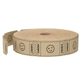 Methdic 1000 Smile Raffle Tickets Brown, Single Roll, Ticket for Events, Entry, Class Reward, Fundraiser & Prizes