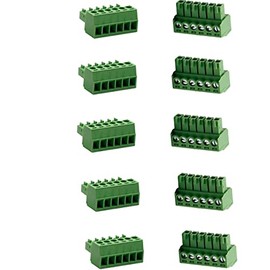 300 V 8A KF2EDGK 3.5 mm paso 6 pines enchufe PCB tornillo terminal bloque conector hembra verde, paquete de 10