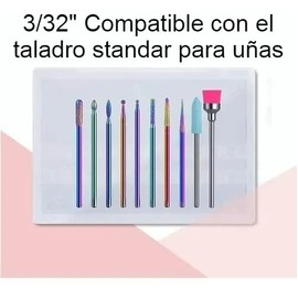 Kit Manicura Pedicura Rusa Pulido Broca Uña Gel Acrílico Cerámica Profesional Limpieza Cuticula Press-on Poligel | 10 piezas