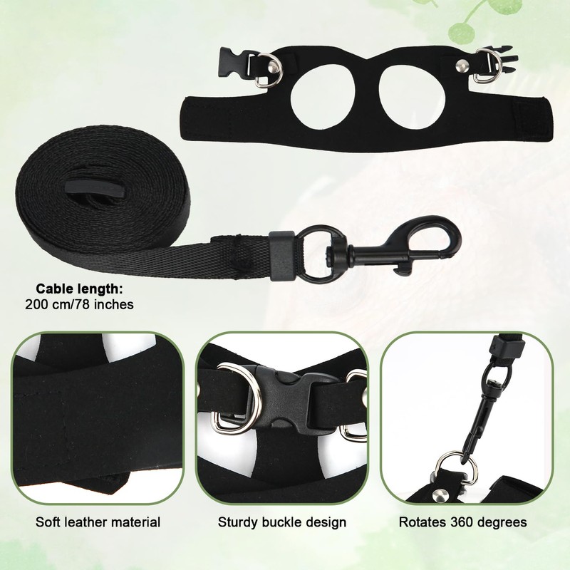 BOXOB 3pcs Bearded Dragon Harness & Leash Set, 3 Sizes