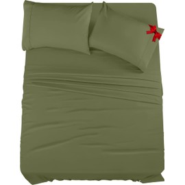 Utopia Bedding Full Sheet Set – 4 Piece Bed Sheets for Full Size Bed, Soft and Breathable Microfiber, Includes 1 Fitted Sheet, 1 Flat Sheet and 2 Pillowcases (Olive)
