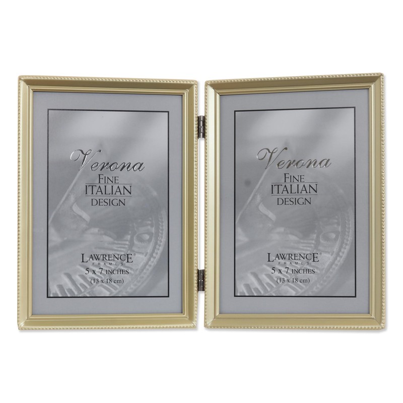Lawrence Frames Bead Border Design, 5x7 Double, Satin Gold