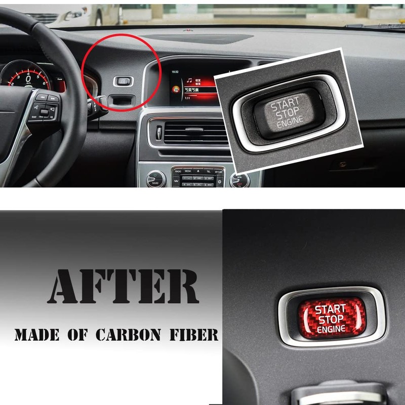 HIBEYO Carbon Red Push Button Start Stop Switch for Volvo