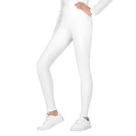 Harrison Howard Girls Riding Pants with Pockets & Belt Loops Full Seat Riding Tights for Girls Oval White XL