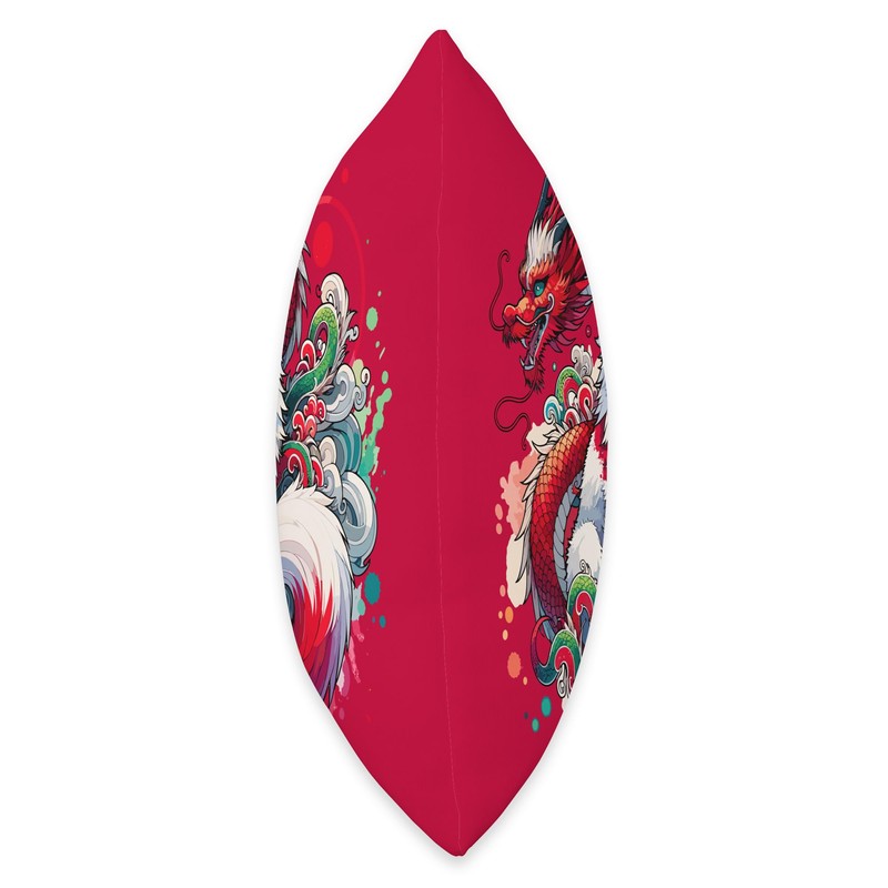 Japanese Nine-tailed Fox Kitsune Dragon Throw Pillow