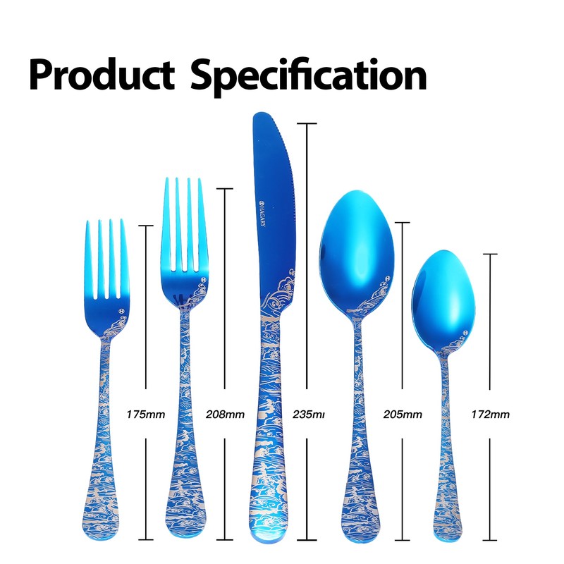 Blue Wave Cutlery Set 20 Pieces Stainless Steel Flatware Set