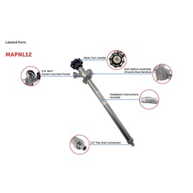 Merrill MAPNL12 Frost-Free Anti-Siphon Outdoor Faucet, 12" Wall Sillcock with 1/2" PEX Inlet, Self-Draining No-Lead Chrome Wall Hydrant for Year-Round Hose Bib Connections
