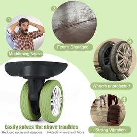 8 Pcs Luggage Wheel Cover, Carry On Luggage Suitcases Wheel Protector,Wear-Resistant, Anti-Noise, Silicone Protective Covers For Office chair (Green)