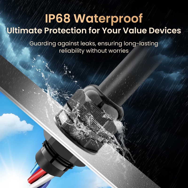 QILIPSU 50pcs M16L Long Thread Cable Gland Waterproof IP68 Nylon