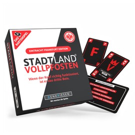DENKRIESEN - Stadt Land VOLLPFOSTEN The Card Game – Eintracht Frankfurt Edition | From 8 Years | 3-6 Players | Eintracht Fan Item | Perfect for Football Fans and Game Evenings