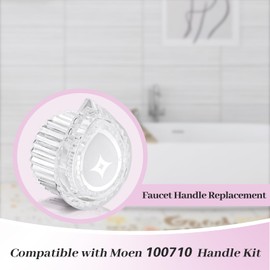 (100710) Replacement for Moen Posi-Temp One-Handle Tub and Shower Knob Handle Kit, White and Chrome Knob Insert