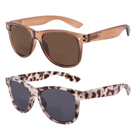 OKH Classic Retro Frame Unisex Bifocal Reading Sunglasses Sunglasses for Men Women UV400 Outdoor Sun Reader Reading in the Sun 1.0 1.5 2.0 2.5 3.0 3.5, Brown and grey turtle