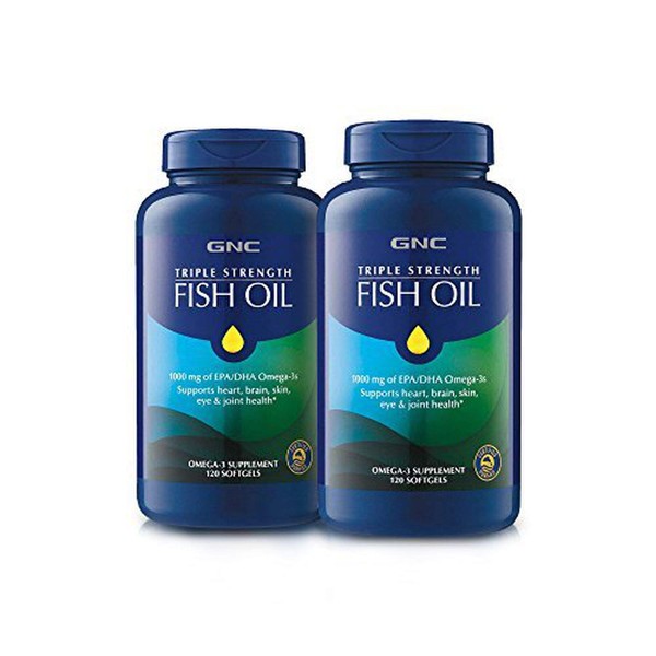 GNC Triple Strength Fish Oil, 2 Pack, for Join, Skin, Eye, and Heart Health