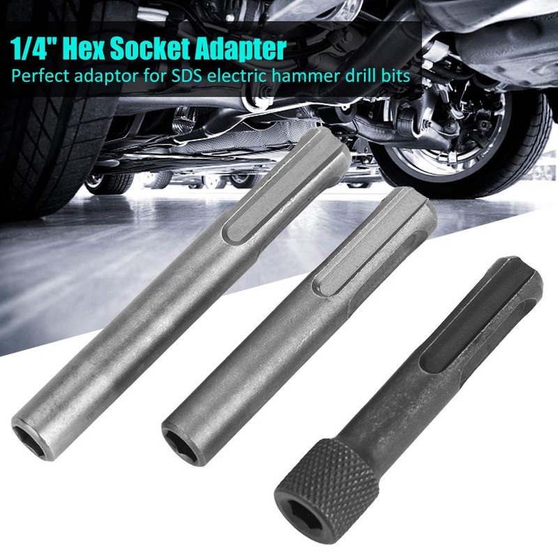 3Pcs SDS Socket Adaptor Set, 1/4" Hex Shank Screwdriver Bit