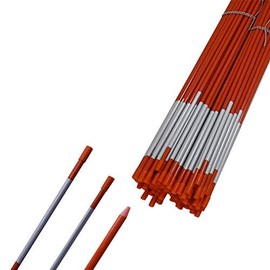 Autoparts 100PCS 48 Inch Driveway Marker 5/16 Inch Dia Reflective Driveway Poles Fiberglass Snow Stakes with Reflective Tape for Easy Visibility at Night