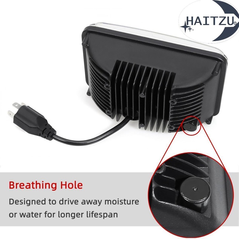 Haitzu 4x6 Headlights Led 4PCS w/H4 Socket Headlamp Compatible with