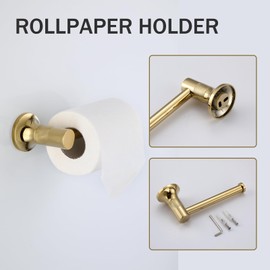 Gold Bathroom Hardware Set,Towel Bar Set for Bathroom, 3-Pieces Bathroom Towel Holder Set, Toilet Paper Holders, Towel Rings Zinc, Gold Pickaxe