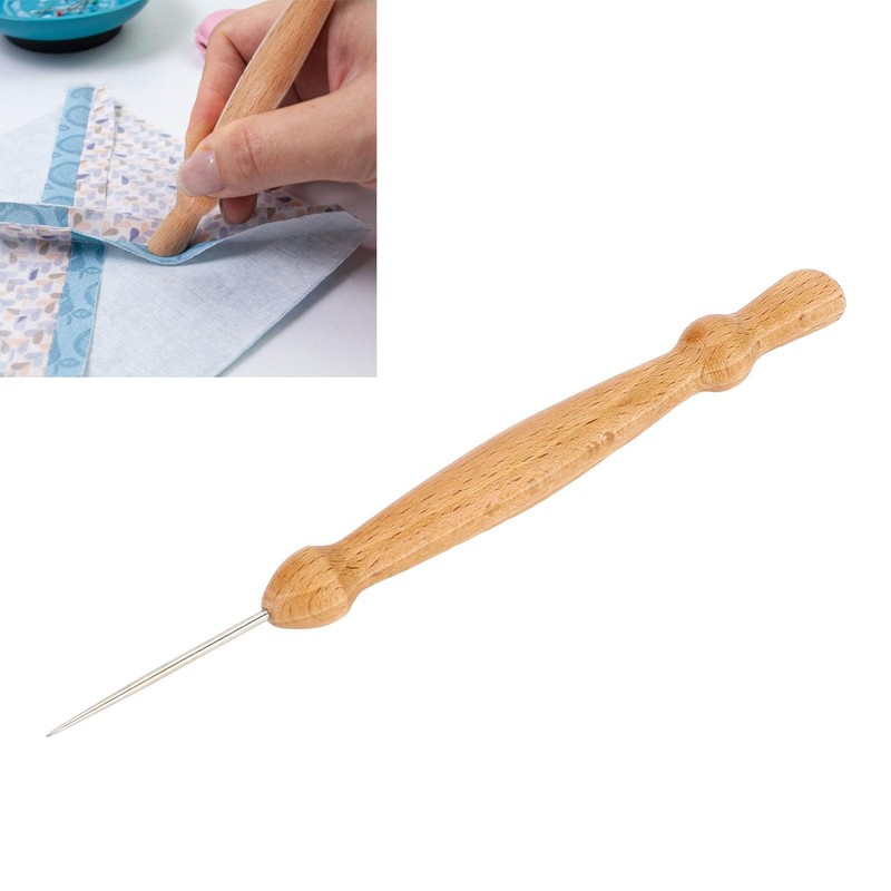 Multifunctional Sewing Awl Tool with Wooden Handle,Precision Stiletto Pressing Tool,Leather