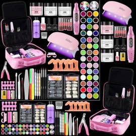 Acrylic Nail Kit for Beginners with Everything in Gift Organizer Bag, Pink