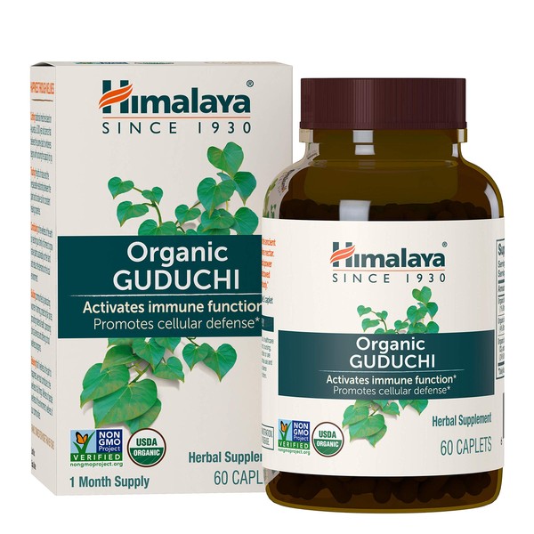 Himalaya Organic Guduchi 60 Caplets for Immune & Sinus Support 700mg, 1 Month Supply