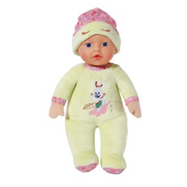 Zapf Creation 832271 BABY Born Sleepy for Babies Green 30 cm Soft Rag Doll for Babies in Light Green with Pull-Down Hat, Integrated Rattle, Washable, Can Be Used From Birth