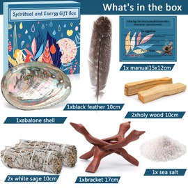 Frasheng Smoking Set, Sage Smoking, White Sage for Smoking X2, Palo SantoX2, Abalone Shell, Sage Smoking for Energetic Cleansing, Eliminates Negative Energies - Promotes Meditation