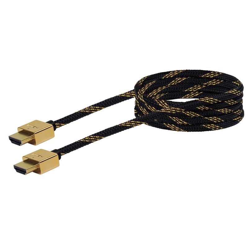 Schwaiger GmbH -HDMSL15 531- High-Speed-HDMI-Kabel mit Ethernet/ 1,5m/ schwarz-Gold/HDMI Stecker