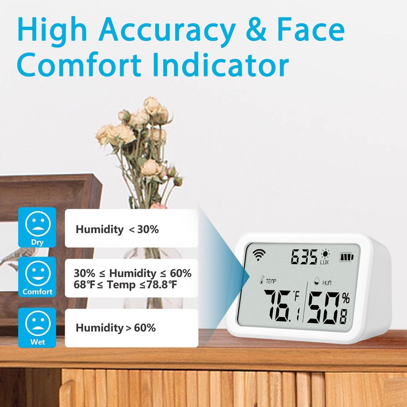 WiFi Smart Thermometer Hygrometer Indoor Wireless Temperature Humidity Sensor with