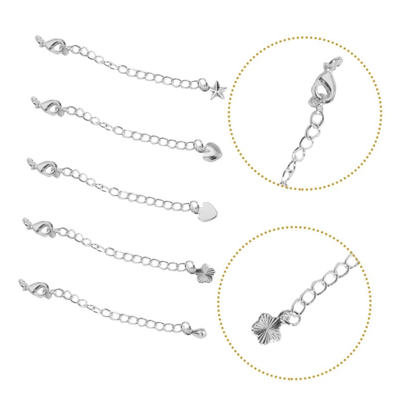 DOITOOL 5Pcs Necklace Chain Extenders Kit Jewelry Extension Chains for