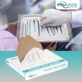 Pruvade Dental Plastic Tray Sleeves | Box of 500 | Disposable Clear Tattoo and Dental Tray Covers | Made of Clear Plastic, Barrier Between Tray and Instruments - Ritter Size B | Medium - 10.5” x 14”