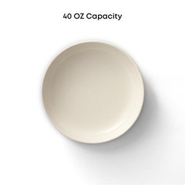 JoyJolt Mesa 40oz Stoneware Serving Bowls Set of 4, Large Pasta Salad Pho Soup Plates for Kitchen, Dishwasher and Microwave Safe, Aesthetic Kitchen Essentials - Matte White (Linen)