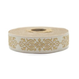 10 Meters 20mm Yellow and Beige Jacquard Woven Celtic Knot Rolls Ribbon Embroidered Craft Clothing Haberdashery Crafts Decoration Medieval Stitching 20271-V7