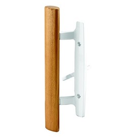 Prime-Line C 1208 Patio door Mortise Style Handle, White Diecast with Wood Handle (Single Pack)