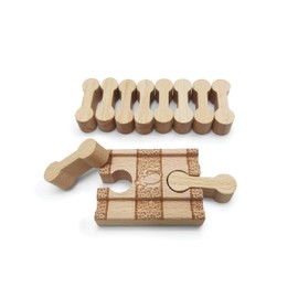 11 Pcs Deluxe Wooden Dog Bone Track Connector Pack - Wooden Train Connector Pieces Compatible with All Wooden Train Track Sets - Wooden Track Accessories - Zany Trains Series 2 (11 Pack)