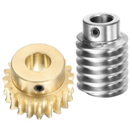sourcing map Worm Gear Set 20T 1.5 Module 20:1 Reduction Rate, Right Rotation Drive Gear Box Wheel Reduce Transmission Part (Brass Gear-12mm Bore, #45 Steel Rod 12mm Bore)