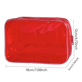 Neon Clear Pouch Small, Clear Makeup Bag, 7"x2.3"x4.7" Size TSA Approved Toiletry Bag, Clear Travel Bags for Toiletries, Clear Cosmetic Bag for Women and Men Small, rosy red, Solid Color and Neon
