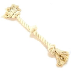 Mammoth Pet Products 017773 20 in. Flossy Chews Cotton 3 Knot Rope Tug Toy, White - Medium