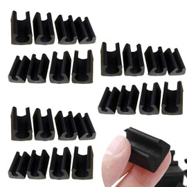 LZZEM 24Pcs Plastic Chair Foot U Shaped Floor Glides Tubing Caps Cover Rectangle Shaped Non-Slip Chair Legs Tips Caps for Metal Chairs Furniture Leg(Black)